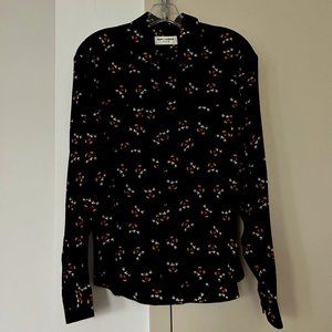 Saint Laurent Disney Mickey Mouse Long Sleeve Silk Blouse F40